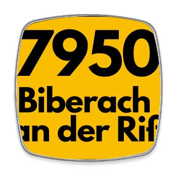 ALTE POSTLEITZAHL PLZ 7950 BIBERACH AN DER RIß RIS - Viereckiger Kühlschrankmagnet - Weiß - Vorne