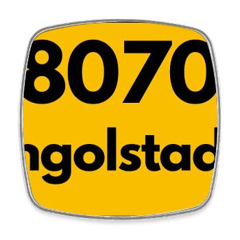 ALTE POSTLEITZAHL PLZ RETRO 8070 INGOLSTADT HEIMAT - Viereckiger Kühlschrankmagnet - Weiß - Vorne