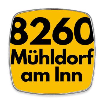 ALTE POSTLEITZAHL PLZ RETRO 8260 MÜHLDORF AM INN  - Viereckiger Kühlschrankmagnet - Weiß - Vorne