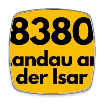 ALTE POSTLEITZAHL PLZ 8380 LANDAU AN DER ISAR - Viereckiger Kühlschrankmagnet - Weiß - Vorne
