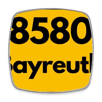 ALTE POSTLEITZAHL PLZ RETRO 8580 BAYREUTH HEIMAT - Viereckiger Kühlschrankmagnet - Weiß - Vorne