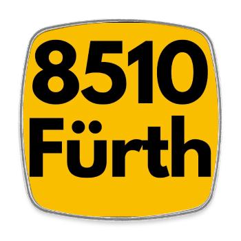 ALTE POSTLEITZAHL PLZ RETRO 8510 FÜRTH HEIMATSTOLZ - Viereckiger Kühlschrankmagnet - Weiß - Vorne