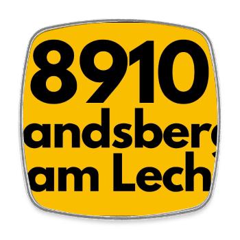 ALTE POSTLEITZAHL PLZ RETRO 8910 LANDSBERG AM LECH - Viereckiger Kühlschrankmagnet - Weiß - Vorne