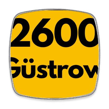 ALTE POSTLEITZAHL PLZ RETRO 2600 GÜSTROW HEIMAT - Viereckiger Kühlschrankmagnet - Weiß - Vorne