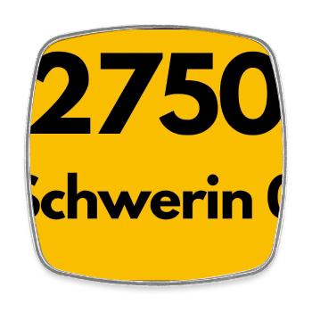ALTE POSTLEITZAHL PLZ RETRO 2750 SCHWERIN 0 HEIMAT - Viereckiger Kühlschrankmagnet - Weiß - Vorne