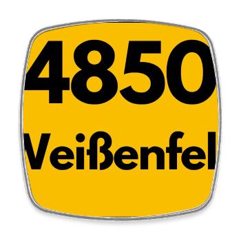 ALTE POSTLEITZAHL PLZ 4850 Weißenfels Saale - Viereckiger Kühlschrankmagnet - Weiß - Vorne