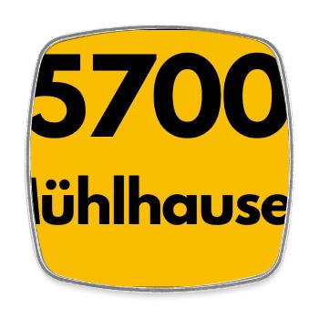 ALTE POSTLEITZAHL 5700 MÜHLHAUSEN HEIMATSTOLZ - Viereckiger Kühlschrankmagnet - Weiß - Vorne