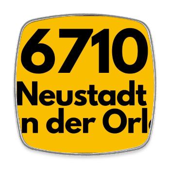 Alte Postleitzahl 6710 Neustadt a.d. Orla, PLZ - Viereckiger Kühlschrankmagnet - Weiß - Vorne
