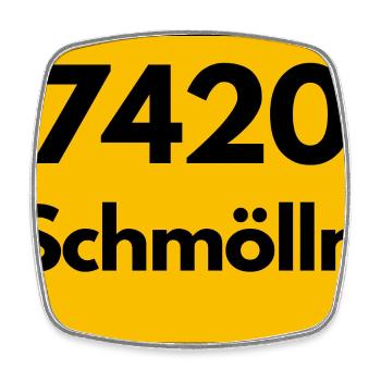 ALTE POSTLEITZAHL PLZ RETRO 7420 SCHMÖLLN - Viereckiger Kühlschrankmagnet - Weiß - Vorne
