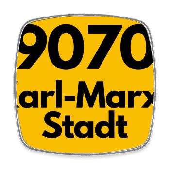 9070 PLZ SACHSEN KARL-MARX-STADT ALTE POSTLEITZAHL - Viereckiger Kühlschrankmagnet - Weiß - Vorne