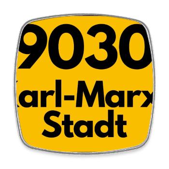 9030 PLZ SACHSEN KARL-MARX-STADT ALTE POSTLEITZAHL - Viereckiger Kühlschrankmagnet - Weiß - Vorne