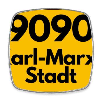ALTE POSTLEITZAHL 9090 SACHSEN KARL-MARX-STADT - Viereckiger Kühlschrankmagnet - Weiß - Vorne