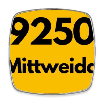ALTE POSTLEITZAHL 9250 SACHSEN MITTWEIDA PLZ  - Viereckiger Kühlschrankmagnet - Weiß - Vorne