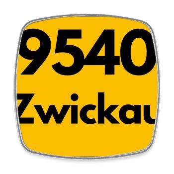 ALTE POSTLEITZAHL PLZ 9540, 08056 ZWICKAU SACHSEN  - Viereckiger Kühlschrankmagnet - Weiß - Vorne