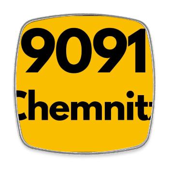 9091 ALTE POSTLEITZAHL PLZ 09111 CHEMNITZ SACHSEN - Viereckiger Kühlschrankmagnet - Weiß - Vorne