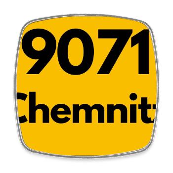 ALTE POSTLEITZAHL PLZ 9071 CHEMNITZ SACHSEN - Viereckiger Kühlschrankmagnet - Weiß - Vorne