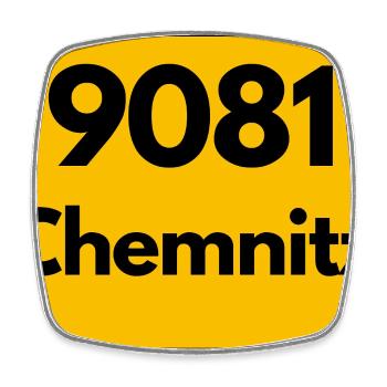 ALTE POSTLEITZAHL PLZ 9081 CHEMNITZ SACHSEN - Viereckiger Kühlschrankmagnet - Weiß - Vorne