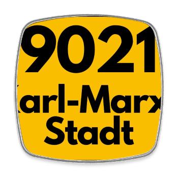 9021 KARL-MARX-STADT HEIMATSTOLZ ALTE POSTLEITZAHL - Viereckiger Kühlschrankmagnet - Weiß - Vorne