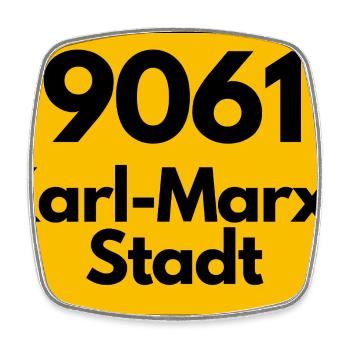 9061 KARL-MARX-STADT DDR RETRO ALTE POSTLEITZAHL - Viereckiger Kühlschrankmagnet - Weiß - Vorne