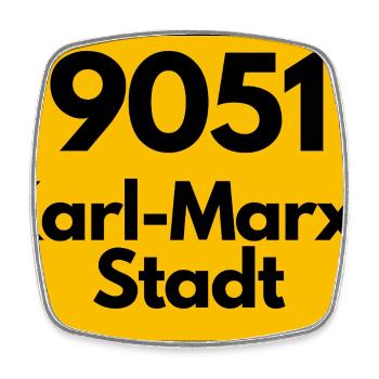 9051 KARL-MARX-STADT DDR ALTE POSTLEITZAHL PLZ - Viereckiger Kühlschrankmagnet - Weiß - Vorne