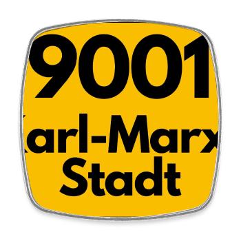 9001 KARL-MARX-STADT DDR ALTE POSTLEITZAHL PLZ - Viereckiger Kühlschrankmagnet - Weiß - Vorne