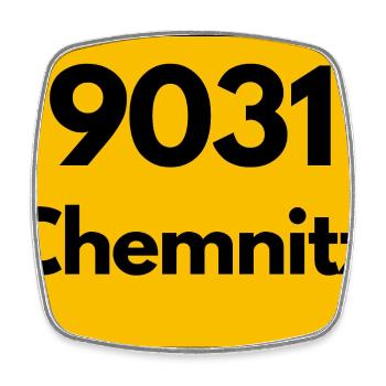 ALTE POSTLEITZAHL PLZ 9031 CHEMNITZ HEIMATSTOLZ - Viereckiger Kühlschrankmagnet - Weiß - Vorne