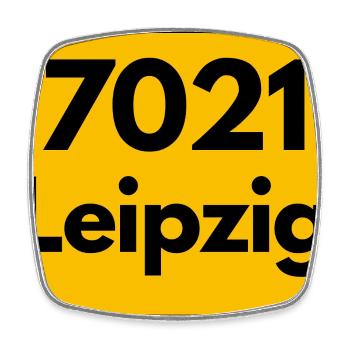 7021 LEIPZIG DDR RETRO HEIMATSTOLZ  OSTALGIE - Viereckiger Kühlschrankmagnet - Weiß - Vorne
