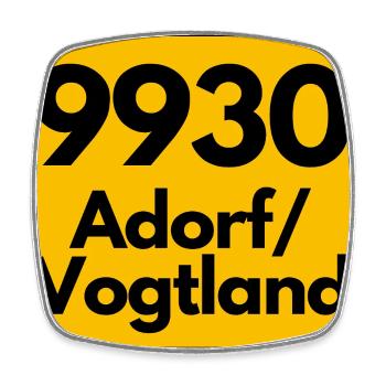 ALTE POSTLEITZAHL PLZ 9930 ADORF VOGTLAND SACHSEN - Viereckiger Kühlschrankmagnet - Weiß - Vorne