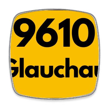 9610 ALTE POSTLEITZAHL PLZ SACHSEN GLAUCHAU DDR - Viereckiger Kühlschrankmagnet - Weiß - Vorne