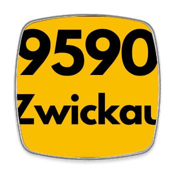 ALTE POSTLEITZAHL PLZ 9590 ZWICKAU SACHSEN DDR - Viereckiger Kühlschrankmagnet - Weiß - Vorne
