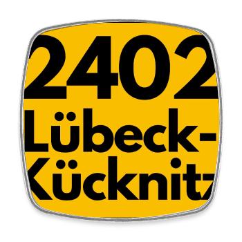 ALTE POSTLEITZAHL 2402 PLZ 23569 LÜBECK KÜCKNITZ  - Viereckiger Kühlschrankmagnet - Weiß - Vorne