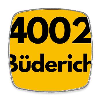 ALTE POSTLEITZAHL 4002 PLZ 40667 BÜDERICH NRW - Viereckiger Kühlschrankmagnet - Weiß - Vorne