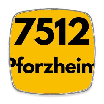 ALTE POSTLEITZAHL 7512 PLZ 75172 PFORZHEIM BAWÜ - Viereckiger Kühlschrankmagnet - Weiß - Vorne