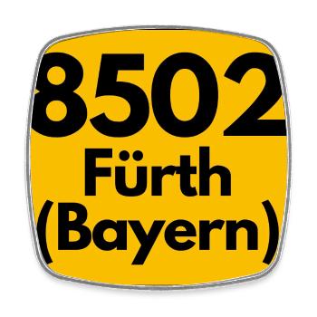 ALTE POSTLEITZAHL 8502 PLZ 90762 FÜRTH BAYERN - Viereckiger Kühlschrankmagnet - Weiß - Vorne