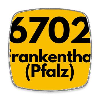 ALTE POSTLEITZAHL 6702 PLZ 67227 FRANKENTHAL PFALZ - Viereckiger Kühlschrankmagnet - Weiß - Vorne