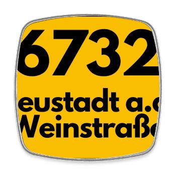 ALTE POSTLEITZAHL 6732 PLZ NEUSTADT AD WEINSTRASSE - Viereckiger Kühlschrankmagnet - Weiß - Vorne