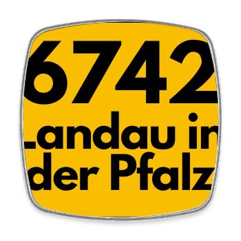 ALTE POSTLEITZAHL 6742 PLZ 76829 LANDAU I.D. PFALZ - Viereckiger Kühlschrankmagnet - Weiß - Vorne