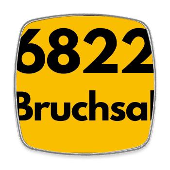 ALTE POSTLEITZAHL 6822 PLZ 76646 BRUCHSAL BAWÜ - Viereckiger Kühlschrankmagnet - Weiß - Vorne