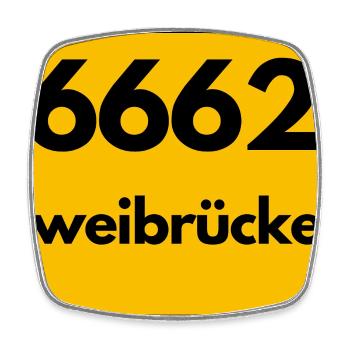 ALTE POSTLEITZAHL 6662 PLZ 66482 ZWEIBRÜCKEN RP - Viereckiger Kühlschrankmagnet - Weiß - Vorne