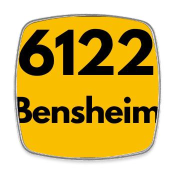 ALTE POSTLEITZAHL 6122 PLZ 64625 BENSHEIM HESSEN - Viereckiger Kühlschrankmagnet - Weiß - Vorne