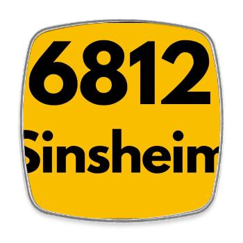 ALTE POSTLEITZAHL 6812 PLZ 74889 SINSHEIM BAWÜ - Viereckiger Kühlschrankmagnet - Weiß - Vorne