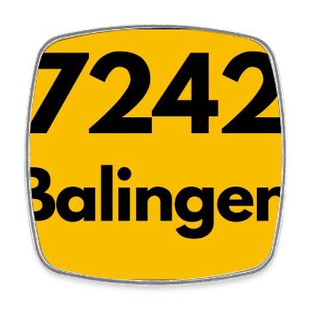 ALTE POSTLEITZAHL 7242 PLZ 72336 BALINGEN BAWÜ - Viereckiger Kühlschrankmagnet - Weiß - Vorne