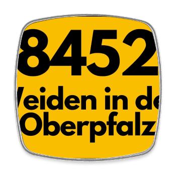 ALTE POSTLEITZAHL 8452 PLZ WEIDEN IN DER OBERPFALZ - Viereckiger Kühlschrankmagnet - Weiß - Vorne