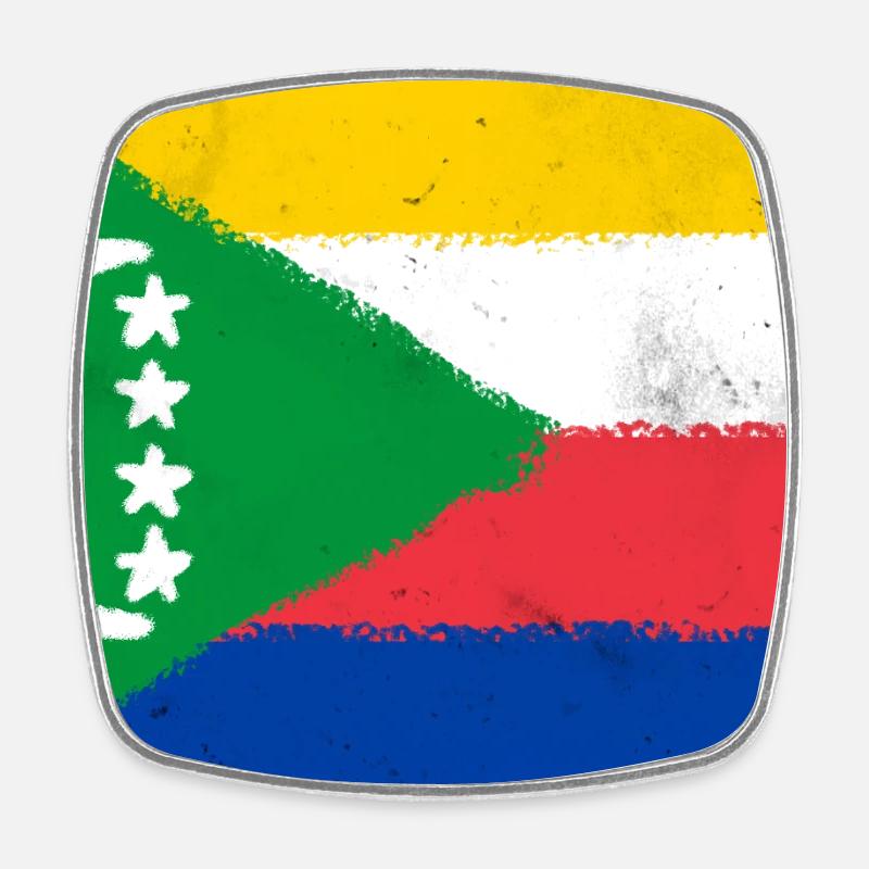 Drapeau des Comores - Magnet carré - blanc