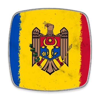 Flagge von Moldawien - Viereckiger Kühlschrankmagnet - Weiß - Vorne