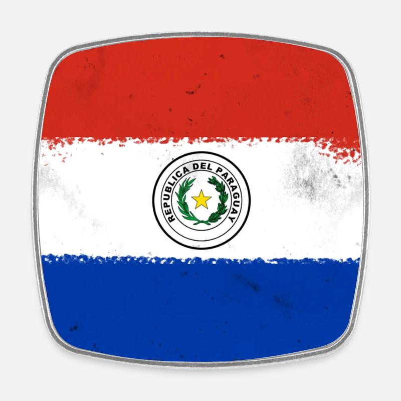 Drapeau du Paraguay - Magnet carré - blanc