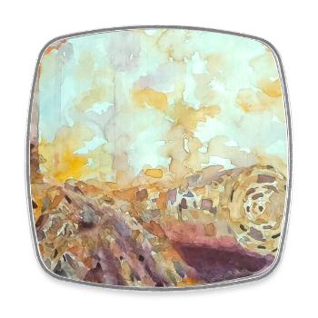 Wald-Aquarelllandschaft im Herbst - Viereckiger Kühlschrankmagnet - Weiß - Vorne