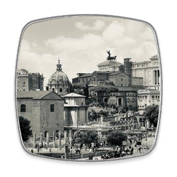 Sepia Rome: Colosseum and Square - Square fridge magnet - white - Front
