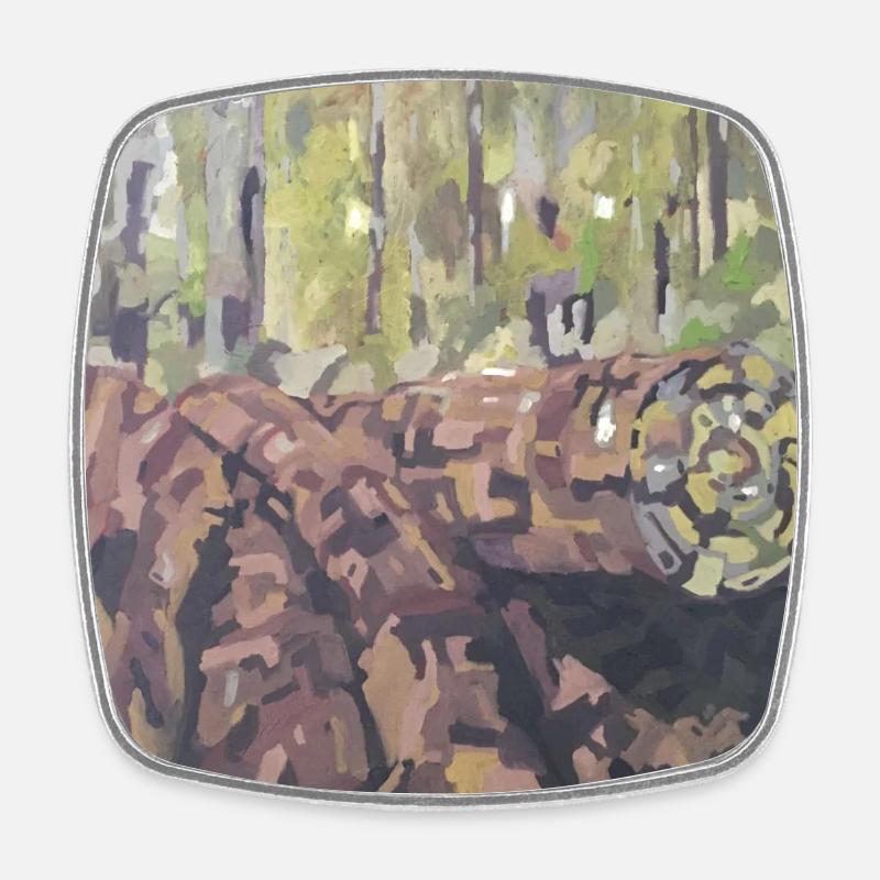 Rondins dans la forêt – un paysage impressionniste - Magnet carré - blanc