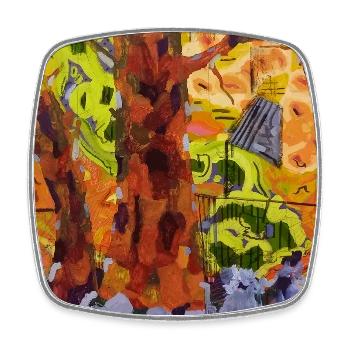 Autumn park in abstraction of colors - Square fridge magnet - white - Front